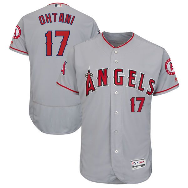 Men Los Angeles Angels #17 Ohtani Grey Elite MLB Jerseys->los angeles angels->MLB Jersey